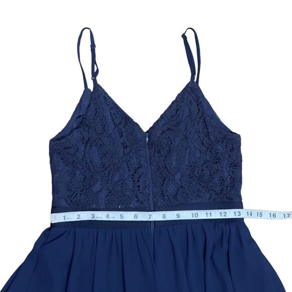 INA (i:na) Navy Lace Spaghetti Strap Long Gown - Picture 13 of 16